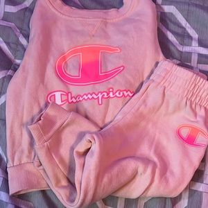 Used Pink champion infant athleticwear sweatsuit sweatshirt and sweatpant 24mon